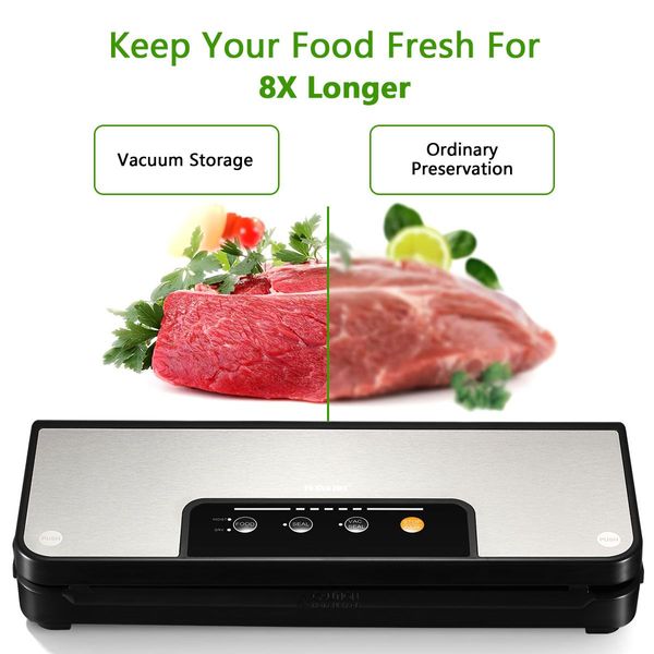 Maxkon Food Vacuum Sealer Food Saver Sealer Machine Grey 64kPa with Free Bags 