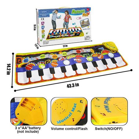 Kids Musical Mats, Music Piano Keyboard Dance Floor Mat Carpet