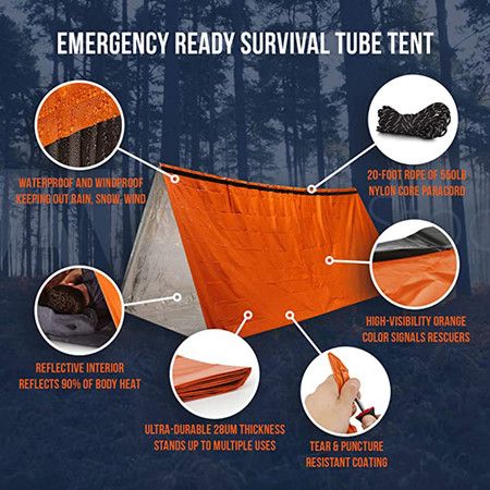 Life Tent Emergency Survival Shelter , Use As Survival Tent, Emergency Shelter, Tube Tent, Survival Tarp