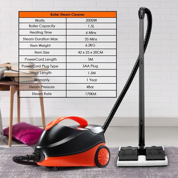 Maxkon Home High Pressure Carpet Floor Window Steam Cleaner Mop Black