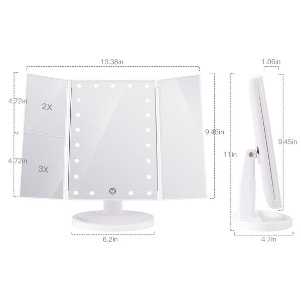 Makeup Mirror with Lights 21 Led Light Up Mirror with 2X/3X Magnification Vanity Mirror(White)