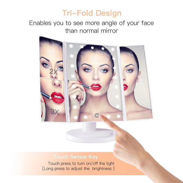 Makeup Mirror with Lights 21 Led Light Up Mirror with 2X/3X Magnification Vanity Mirror(White)