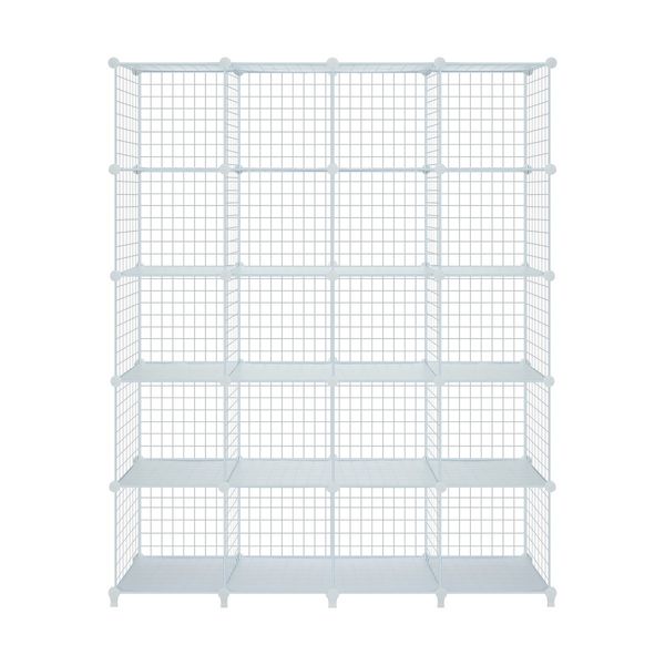 20 Cubes Metal Wire Grid Storage Shelf Modular Organizer DIY Storage Rack White