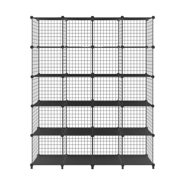 Metal Wire Cube Storage DIY 20 Cubes Modular Storage Shelf Closet Black