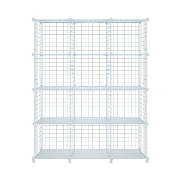 12 Cube Metal Wire Storage Shelf Modular Organizer DIY Storage Rack White