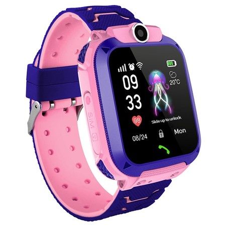 Q12B 1.44 inch Touch Screen Kids Smart Phone Watch Front-facing Camera Safety Zone Alarm -NO GPS -Pink