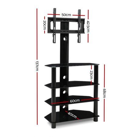 Artiss TV Mount Stand Swivel Bracket 4 Tier Floor Shelf 32 to 50 inch Universal