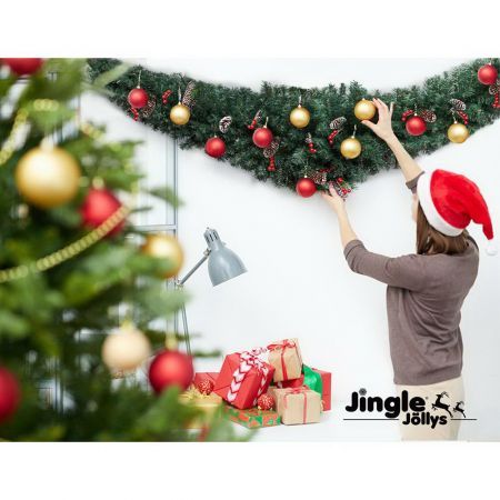 Jingle Jollys 2.1m Christmas Garland Xmas Decorations Green Wedding Party