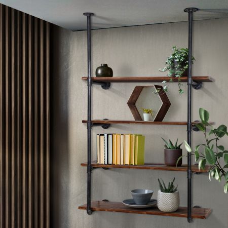 Artiss Bookshelf DIY Pipe Shelf 4 Tiers - INGE