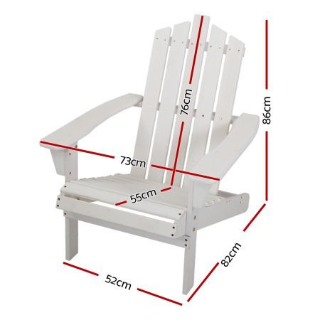 Gardeon Adirondack Outdoor Chairs Wooden Beach Chair Patio Furniture Garden White