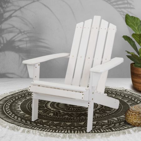 Gardeon Adirondack Outdoor Chairs Wooden Beach Chair Patio Furniture Garden White