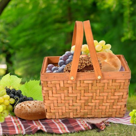 Picnic Basket Wicker Baskets Outdoor Deluxe Gift Storage Person Storage Carry