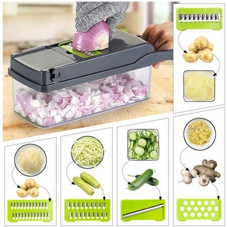 Onion Chopper Vegetable Chopper Mandoline Slicer Dicer (Gray)