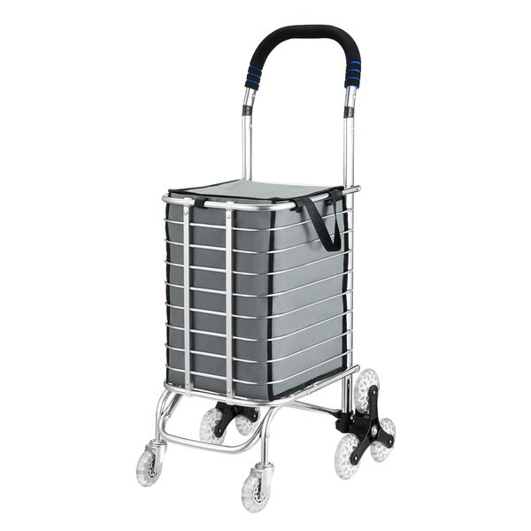 Collapsible Shopping Trolley Cart Folding Shopping Bag on Wheels Grey