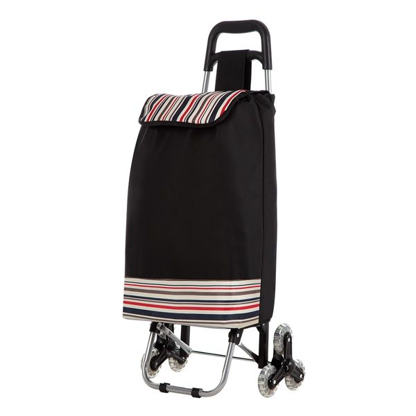 Multi Terrain Aluminium Shopping Trolley Foldable Cart Waterproof Nylon Bag Tri-Wheel Black