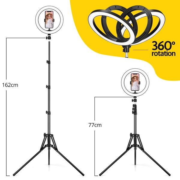 10 Inch LED Ring Light Selfie Ring Light with Tripod Stand for Live Video Photography 