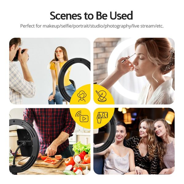 10 Inch LED Ring Light Selfie Ring Light with Tripod Stand for Live Video Photography 