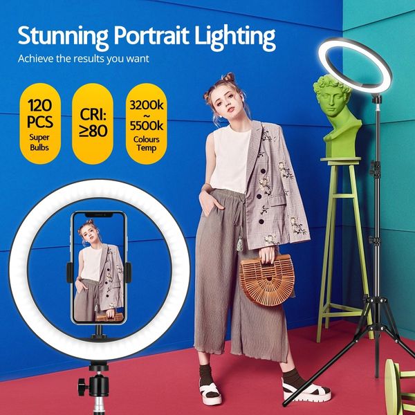 10 Inch LED Ring Light Selfie Ring Light with Tripod Stand for Live Video Photography 