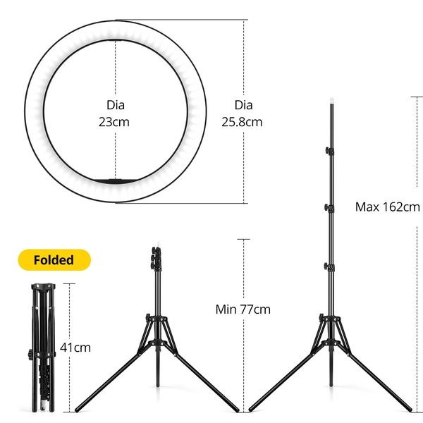 10 Inch LED Ring Light Selfie Ring Light with Tripod Stand for Live Video Photography 