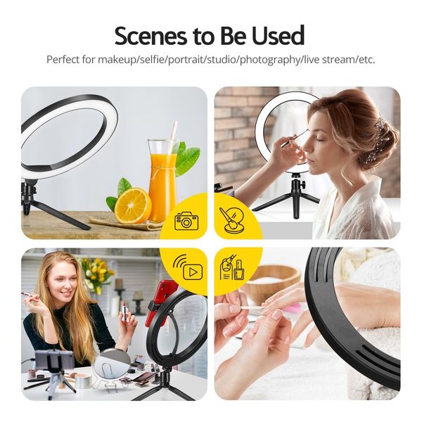 10 Inch LED Ring Light Selfie Ring Light with Desktop Stand for Live Video Photography