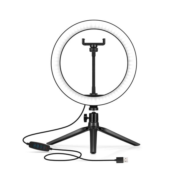 10 Inch LED Ring Light Selfie Ring Light with Desktop Stand for Live Video Photography