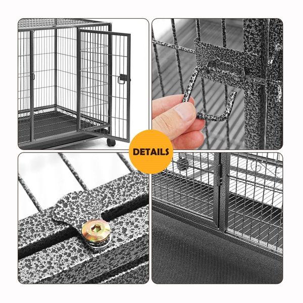 Dog Crate Doggy Playpen Puppy Kennel Pet Cat Rabbit House Metal Heavy Duty Wheels Tray 36 Inch