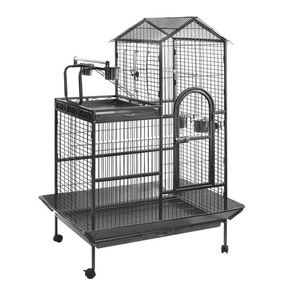 Large Bird Cage Flight Aviary Pet Parrot House Budgie Canary Cockatiel Enclosure Perches on Wheels Indoor Play Top