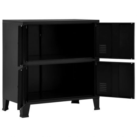 Filing Cabinet with 4 Doors Industrial Black 75x40x80 cm Steel