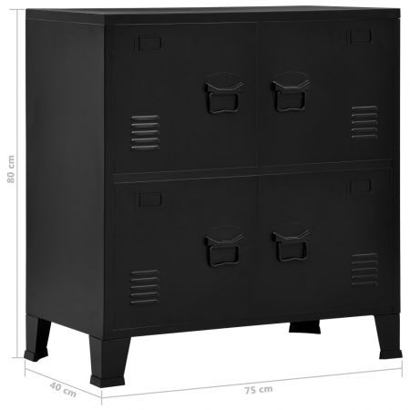 Filing Cabinet with 4 Doors Industrial Black 75x40x80 cm Steel