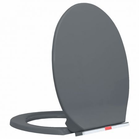 Soft-Close Toilet Seat Quick Release Grey Oval