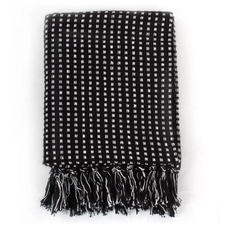 Throw Cotton Squares 125x150 cm Black