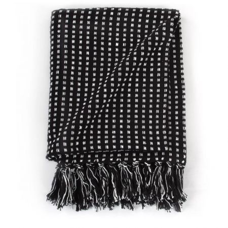 Throw Cotton Squares 125x150 cm Black