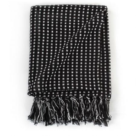 Throw Cotton Squares 160x210 cm Black