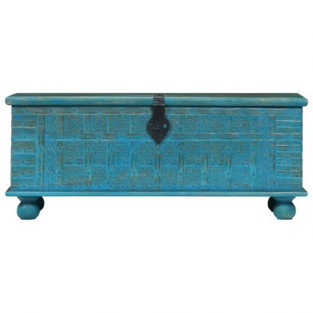 Storage Chest Solid Mango Wood Blue 100x40x41 cm