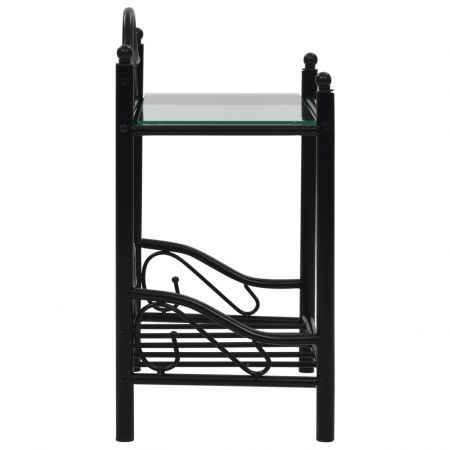 Bedside Table Steel and Tempered Glass 45x30,5x60 cm Black