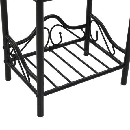 Bedside Table Steel and Tempered Glass 45x30,5x60 cm Black