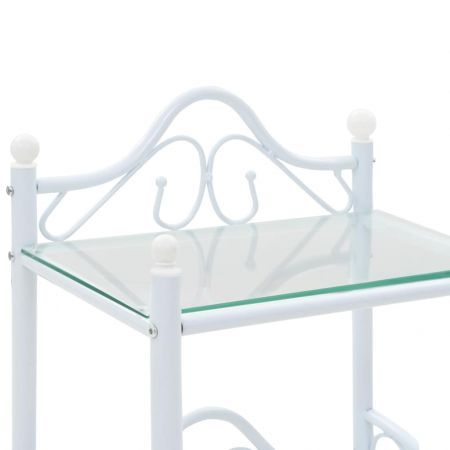 Bedside Table Steel and Tempered Glass 45x30.5x60 cm White