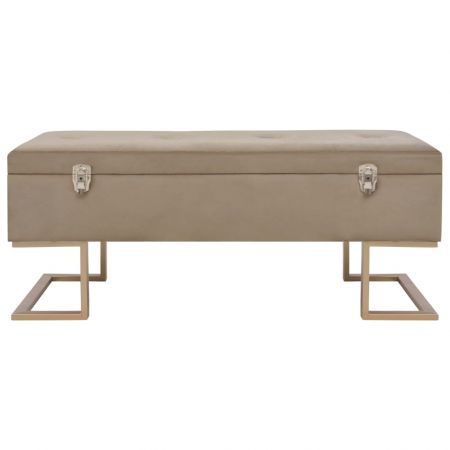 Bench with Storage Compartment 105 cm Beige Velvet