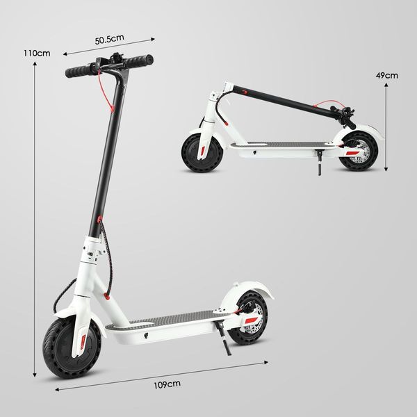 320W Folding Electric Scooter with App Control Headlight LED Display White