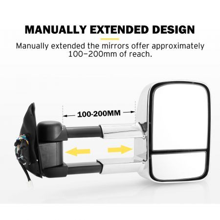 SAN HIMA Pair Towing Mirrors Extendable for Toyota Hilux 2005-2015 Chrome
