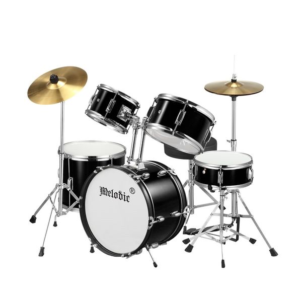 Melodic 5 Piece Kids Junior Drum Set w/ Hi Hat Cymbals Kick Pedal Stool Drumsticks