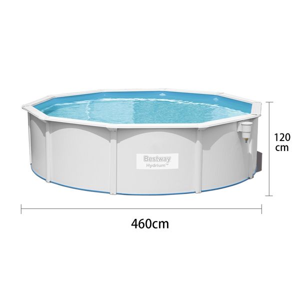 Bestway Hydrium Steel Wall Pool Round Portable Aboveground Swimming Pool Set