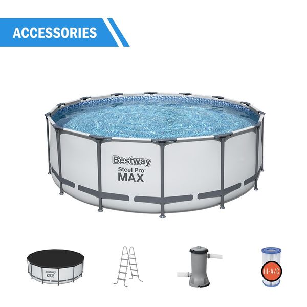 Bestway Steel Pro Max 4.27mx1.22m Above Ground Swimming Pool Set with Cover