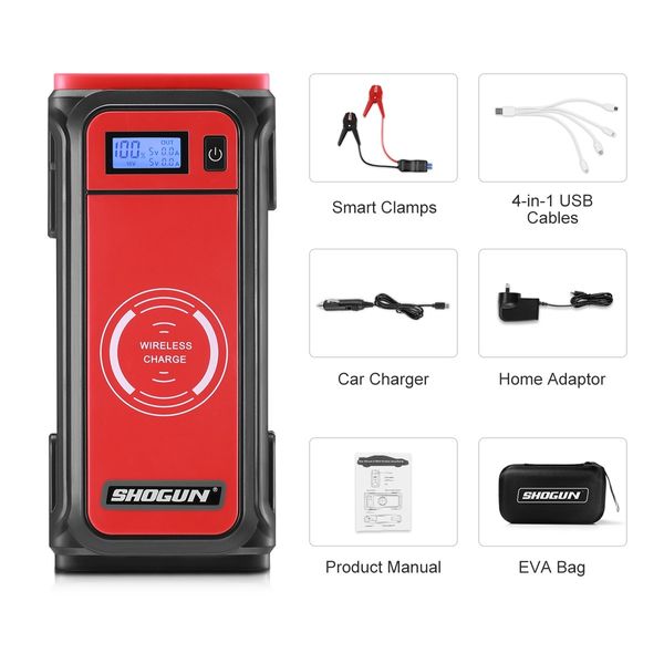 Portable Car Jump Starter 12V Wireless Battery Charger Power Bank 2000A