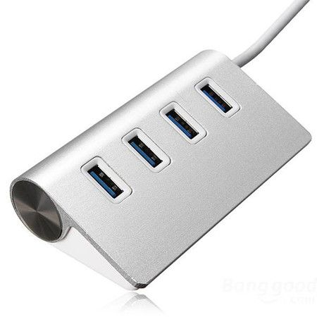 4-Port USB 3.0 Unibody Aluminum Portable Data Hub with 2ft USB 3.0 Cable for Macbook,Notebook PC,Mobile HDD and More(Silver)