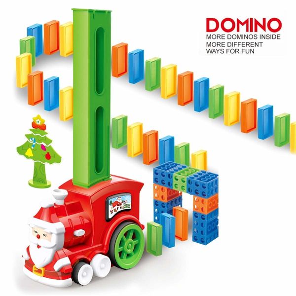 Christmas Domino Train Set for Kids 90 Pcs Toy with Light and Sound