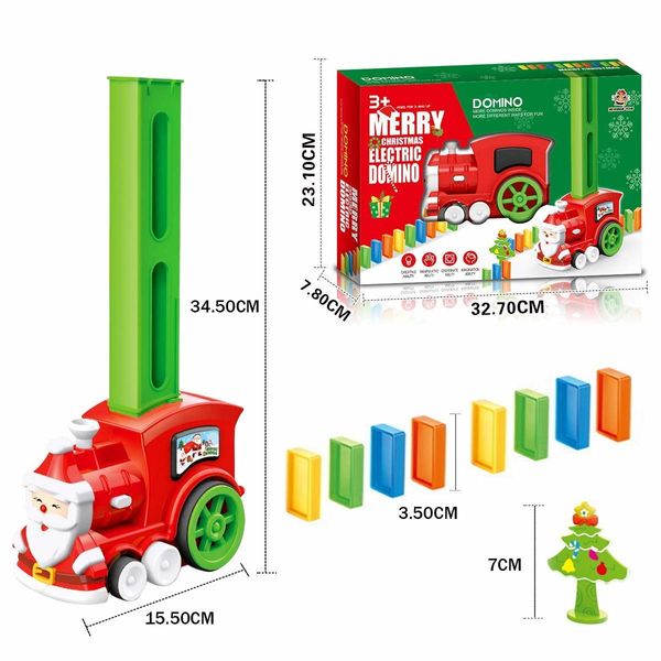 Christmas Domino Train Set for Kids 90 Pcs Toy with Light and Sound