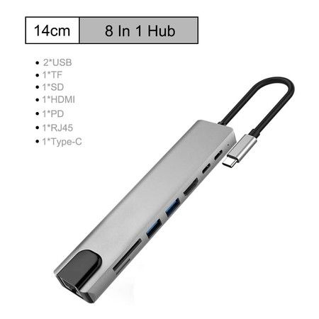 USB C Hub Multiport Adapter 8 in 1 Type C Docking Station Aluminum for MacBook Pro,XPS