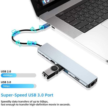 USB C Hub Multiport Adapter 8 in 1 Type C Docking Station Aluminum for MacBook Pro,XPS