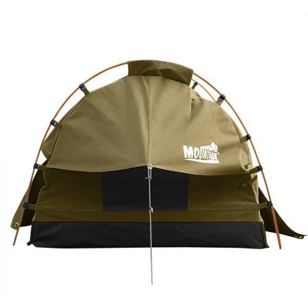 Mountview Double Swag Camping Swags Canvas Dome Tent Free Standing Khaki